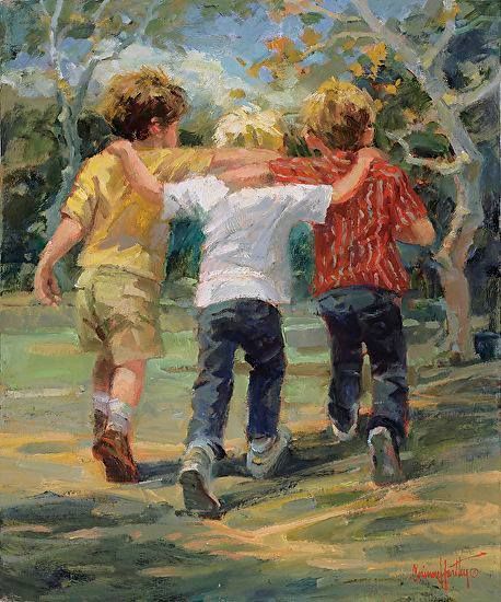 Friendship Paintings, Illustration Art Nouveau, Friendship Art, Brothers Art, About Friendship, Boy Illustration, Mom Art, Arte Inspo, Childrens Art