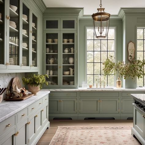 18 Gorgeous Paint Colors for Your Dream Green Kitchen - Darling Down South Sherwin Williams Green, Mary Robinson, Green Kitchen Designs, Cozy Nooks, Southern Kitchen, Chic Lighting, Southern Kitchens, The Enchanted Home, Dream Kitchens