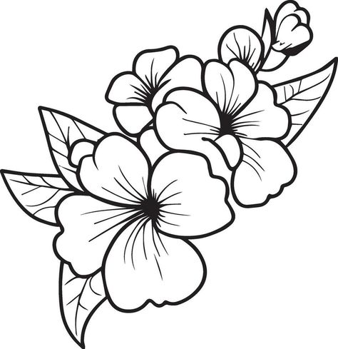 Outline print with blossoms primula flower, primrose bouquet leaves, and buds, primrose flower tattoo drawing. primrose flowers illustration coloring page for kids Primrose Flower Tattoo, Primrose Bouquet, Primula Flower, Printable Flower Pattern, Easy Tattoos To Draw, Primrose Flowers, Violet Tattoo, Primrose Flower, Blue Butterfly Tattoo