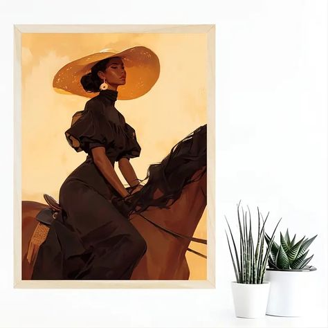 Elegant Black Woman Horseback Modern Canvas Art Print - Temu Modern African Decor, Temu Stuff, African Style Decor, Afrocentric Decor, Fashion Artwork, Equestrian Art, Prophetic Art, On Horseback, African Decor