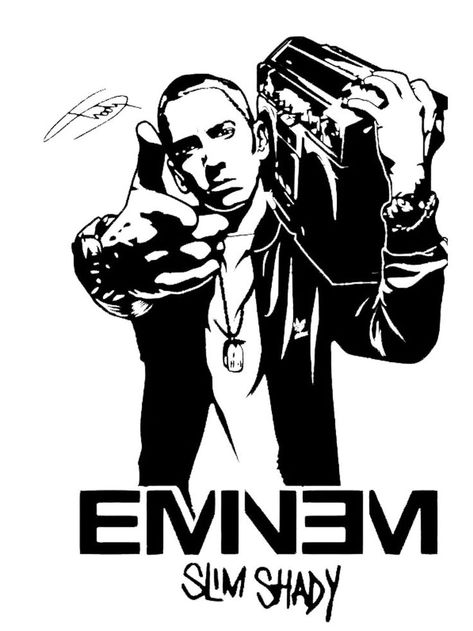 Eminem Drawing, Eminem Poster, The Eminem Show, Face Stencils, Personalized Wallpaper, God Sticker, Wal Art, Silhouette Stencil, Poster Drawing