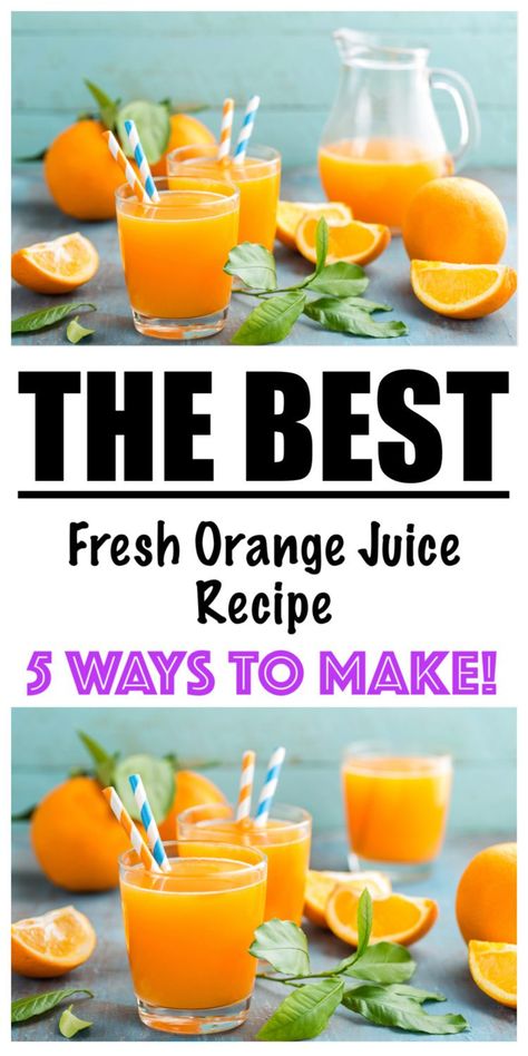 How to Make Orange Juice 5 Ways Homemade Orange Juice, Orange Juice Recipes, Organic Orange Juice, Orange Juice Drinks, How To Make Orange, Fresh Orange Juice, Homemade Juice, Metabolism Boosting Foods, Detox Juice Recipes