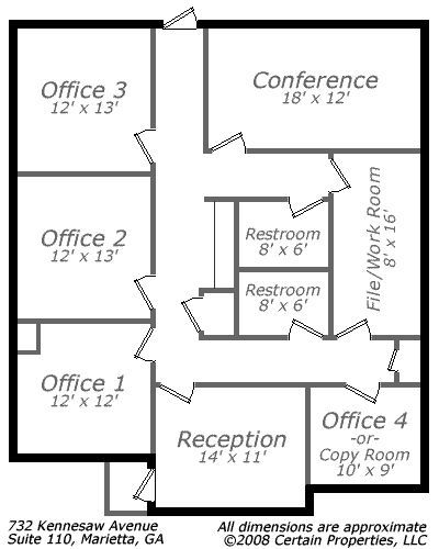 Small Office Layout Floor Plans, Small Office Layout, Office Building Plans, Office Layout Plan, Chiropractic Office Design, Law Office Design, Small Business Office, Simple Floor Plans, Office Floor Plan