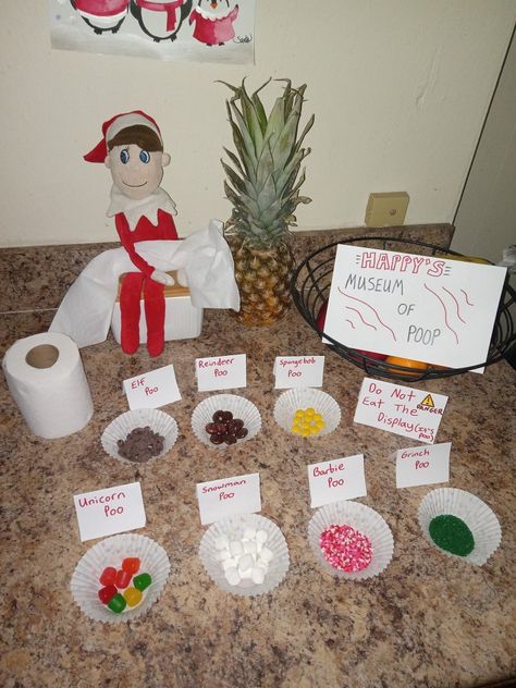 Elf On Shelf Poop Museum, Museum Of Poop Elf, Elf On The Shelf Charcuterie Board, Elf On The Shelf Poop Tasting, Elf On The Shelf Poop Museum, Elf Poop Museum, Elf Poop Ideas, Elf On Shelf Pooping, Elf Poop