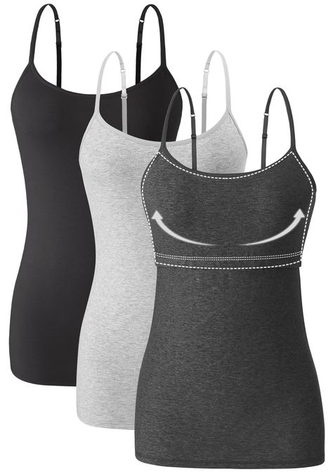 PRICES MAY VARY. ★Adjustable Spaghetti Strap Tank Tops Material:Women camisoles shelf bra were made of 95% cotton and 5% spandex.The cami tank with built in bra which have high quality soft cotton blend and adjustable shoulder strap,plus size cami take you more comfort and convenience. ★ Shelf Bra Tank Tops Applicable: Orrpally Cotton shelf bra camisole is a wardrobe must-have, this solid color tank is perfect to layer with your favorite top to enhance your personal temperament, or to wear by it Cotton Camisole, Camisole Bra, Womens Camisoles, Strap Tank Top, Bra Tank, Spaghetti Strap Tank Top, Neckline Designs, Lounge Lingerie, Tank Top Bras