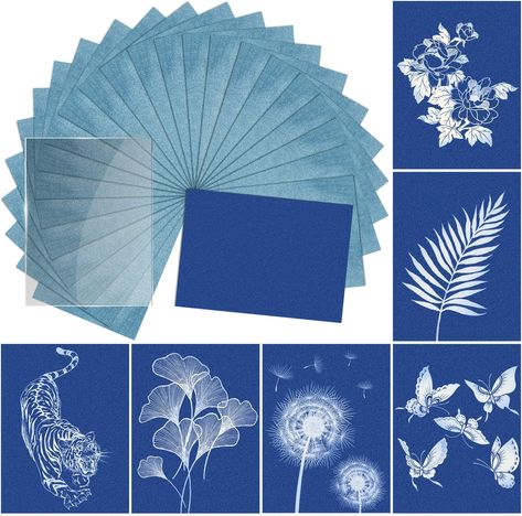 PRICES MAY VARY. ☀Package Including: You will receive 24 sheets cyanotype paper and 1 piece acrylic board. This package has enough quantity sun print papers for you to choose, will be the best supplies for your create. ☀Nice Activity With Kids: This sun print process is simple and interesting. It is a nice hands-on activity to do with kids, get more interaction with children, cultivate children's interest. It will be an unforgettable and happy day with children. ☀EASY TO USE: Put your idea on su Nature, Sun Printing, Sun Solar, Sun Prints, Middle School Art Projects, Diy Projects For Kids, Acrylic Board, School Art Projects, Paper Stars