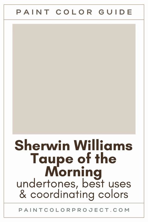 Looking for the perfect taupe paint color for your home? Let’s talk about Sherwin Williams Taupe of the Morning and if it might be right for your home! Putty Paint Color Sherwin Williams, Creamy Color Paint, Taupe Of The Morning Sherwin Williams Exterior, Neutral Paint Colors For Home, Perfect Bedroom Paint Color, Shenandoah Taupe Benjamin Moore, Sherwin Williams Putty Color Paint, Sherman Williams Taupe Colors, Sherwin Williams Paint Colors For Bathroom