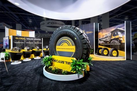 Tire Display Ideas, Tyre Display Stand, Car Exhibition Design, Tyre Installation Art, Tire Furniture, Tire Shop, Motor Show Exhibition, Stand Feria, Trade Show Booth