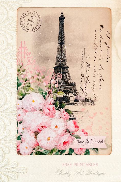 French Ephemera Printables, Vintage Postcards Printable Free, Free Paris Printables, French Boutique Aesthetic, Aesthetic Postcard Printable, Free Shabby Chic Printables, Paris Brochure, Vintage Postcard Aesthetic, Vintage Postcards Printable