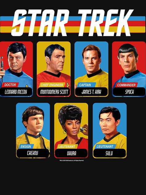 "Star Trek Original Series Retro Full Color Crew Portrait Panels" T-shirt by FifthSun | Redbubble Trek Aesthetic, Star Trek Animated Series, Star Trek Birthday, Star Trek Theme, Original Star Trek, Star Trek Tv Series, Star Trek Shirt, Star Trek Crew, Star Trek Models