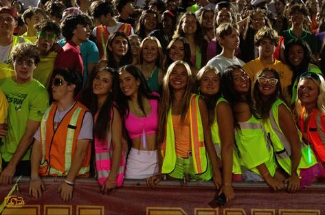 friday night football!!! neon theme!!! high school! Neon Night Football Theme, Gameday Themes High School, Outfits For Football Games High School, Favorite Artist Day Spirit Week, Football Outfits High School, High School Football Games Outfit, Neon Fb Game Outfits, Football Game Neon Theme, Pep Rally Outfit Ideas