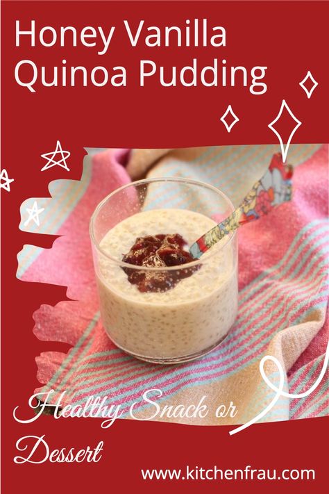 A creamy, dreamy Honey Vanilla Quinoa Pudding a Healthy and delicious snack or light dessert you can make with quinoa – a complete-protein superfood. Quinoa Pudding Recipes, Dessert Quinoa, Low Sodium Breakfast, Quinoa Desserts, Quinoa Pudding, Protein Dessert, Quinoa Casserole, Light Dessert, High In Fiber