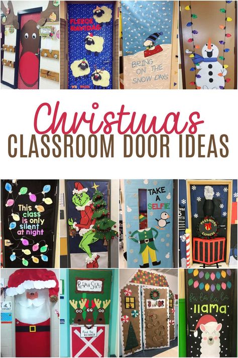 It's time to spread some holiday cheer, these creative Christmas door ideas will help you ring in the season before the holiday break starts for the classroom. Teacher Door Ideas For Christmas, Decorate Door Christmas, Reindeer Classroom Door Decorations, Classroom Doorway Ideas, Christmas Decoration Door School, Elf Christmas Door Decorating Contest, Christmas Decor Ideas In Classroom, Holiday Door Classroom, Christmas Lights Door Decoration