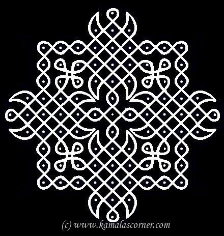 13 - 1 parallel dots (Neer Pulli) Kolam. Kolam Art, Chikku Kolam, Kolam Dots, Indian Rangoli Designs, Ideas For Flowers, Black Background Design, Flowers Black Background, Pulli Kolam, Rangoli Designs Photos