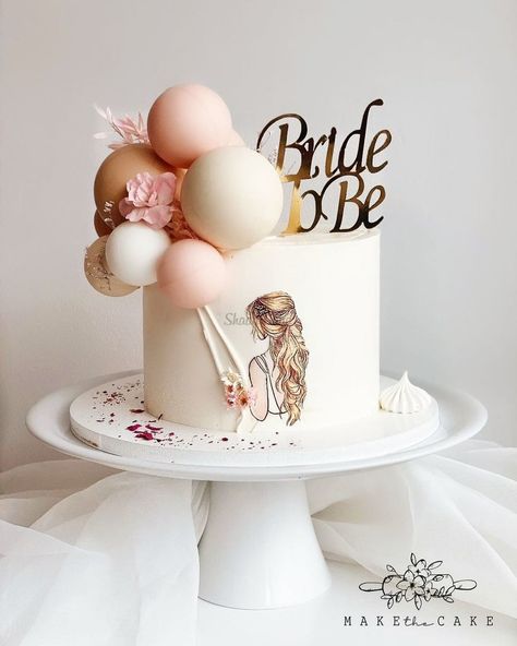 15 Bride-To-Be Cake Ideas You Need To Bookmark Today! Simple Bride To Be Cake, Bachelorette Cake Pops, Teenage Sleepover, Bride To Be Cakes Ideas, Bridal Shower Cake Ideas, Hen Party Cakes, Tårta Design, Bride To Be Decorations, Bachelorette Cake