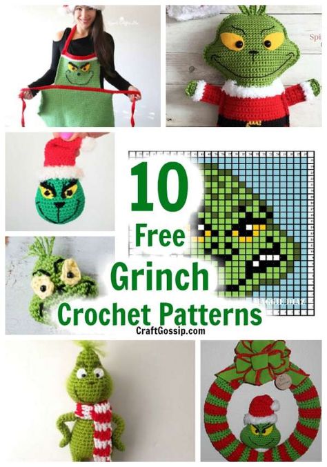 10 Free Christmas Grinch Crochet Patterns – Crochet Grinch Crochet, Crazy Patterns, Christmas Crochet Patterns Free, Grinch Ornaments, Grinch Christmas Decorations, Crochet Christmas Gifts, He Is Alive, Crochet Christmas Decorations, Christmas Grinch