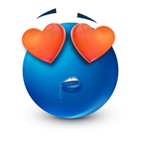 This blue smiley has hearts in its eyes for someone special. Blue Emoji, Heart Eyes, Smiley Face, Smiley, Orange, Blue