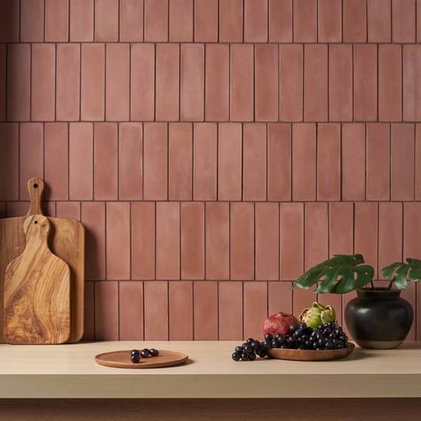 Color One Cotto Red 2x8 Matte Cement Tile | Tilebar.com Terra Cotta Backsplash Kitchen, Terracotta Kitchen Backsplash, Terracotta Backsplash, Cement Tile Backsplash, Modern Chinese Interior, Cement Countertops, Scandinavian Modern House, Artmore Tile, Cotto Tile