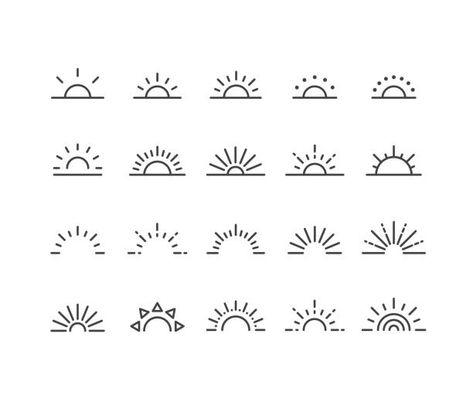 Tiny Sunrise Tattoo, Sun And Moon Icon, Sun Moon Doodle, Sun Doodle Tattoo, Small Sun Design, Small Sun Tattoo Ideas, Sun Border Designs, Sun Tattoo Small Simple, Sun Symbols