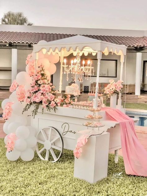 Candy Carts Ideas, Wedding Reception Props Fun, Sweet Cart Decoration Ideas, Candy Cart Decoration Ideas, Candy Bar Cart Ideas, Sweet Cart Ideas, Candy Cart Decoration, Dessert Cart Ideas, Candy Bar Ideas Sencillas