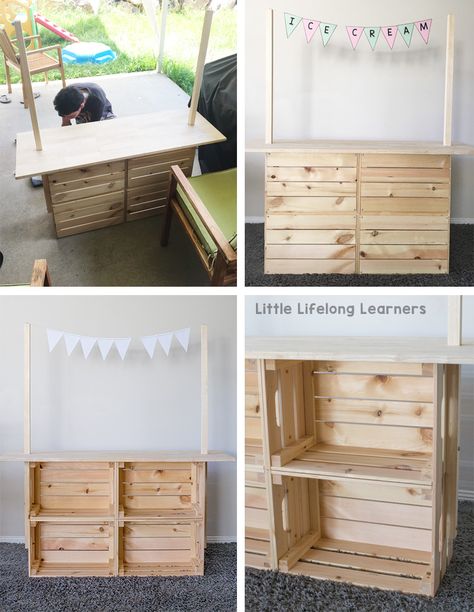 DIY Market Stand for Kids | IKEA Hack | Ikea kids play hack | Play ideas for toddlers, preschool, kindergarten | Play-based learning, imaginative play, dramatic play, role-play | Australian teachers | Diy Market Stand, Dramatic Play Diy, Diy Lemonade Stand, Diy Lemonade, Hack Ikea, Play Hacks, Market Stands, Ikea Kids, Play Based