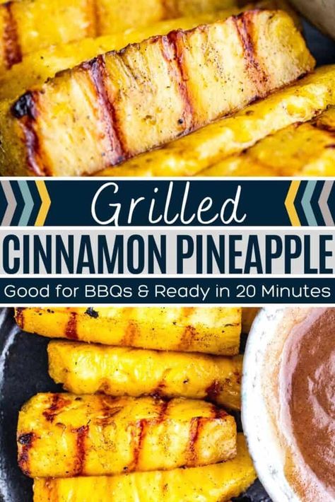 Grilled Pineapple Dessert, Firehouse Chicken, Grilled Fruit Dessert, Cinnamon Pineapple, Charred Pineapple, Grilled Pineapple Recipe, Pineapple Recipe, Grilled Foods, Vegetarian Gluten Free