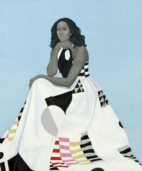 Official portrait of Michelle Obama - Kehinde Wiley Obama Painting, Obama Poster, Presidential Portraits, Amy Sherald, Obama Portrait, Kehinde Wiley, Barack And Michelle, Art Texture, National Portrait Gallery