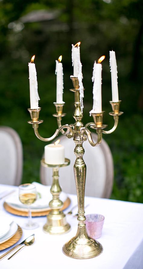 Titanic Wedding, Dining Table Decor Centerpiece, Hunters Moon, Centerpiece Arrangements, Bouquet Succulent, Butterfly Centerpieces, Gold Candelabra, Brass Candelabra, Candelabra Centerpiece