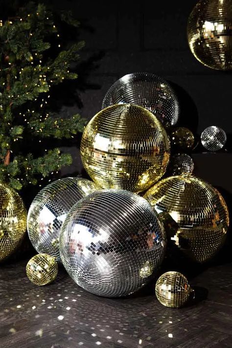 Gold Disco Ball, Disco Ball Decorations, Silver Disco Ball, Mirrored Tile, House Party Decorations, Rockett St George, Mirror Ball, Ball Decorations, Disco Balls