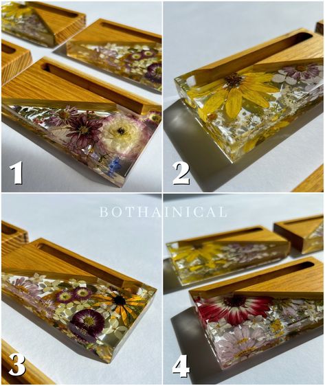 Excited to share this item from my #etsy shop: Business Cards Holder made with wood, resin and dried flowers - visitenkartenhalter - visit card holder - Trockenblumen - Office Decor Business Cards Holder, Visit Card, Cards Holder, Wood Resin, Visiting Cards, All Flowers, Desk Storage, Business Card Holders, Storage Items