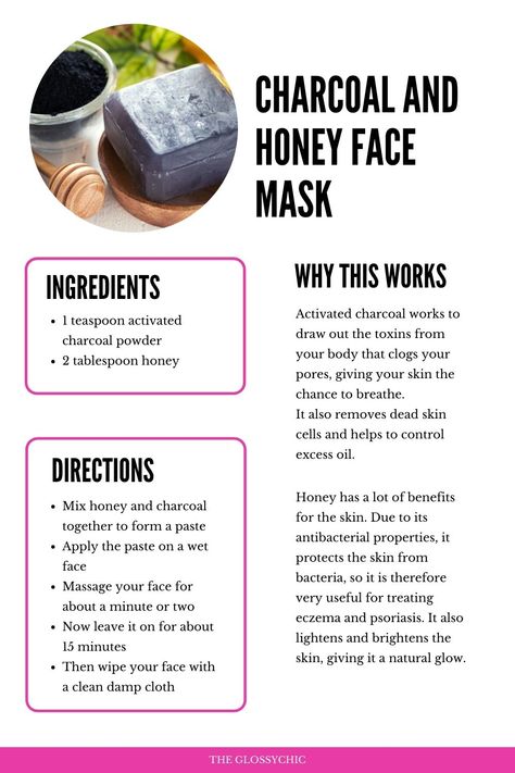 DIY Charcoal and honey face mask Activated Charcoal Face Mask Diy, Charcole Face Mask, Homemade Charcoal Mask, Diy Charcoal Face Mask, Charcoal Recipes, Reset Sunday, Diy Face Mask Recipes, Charcoal Face Mask Diy, Diy Honey Face Mask