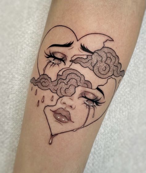 Tattoo Face Ideas, Basic Tattoos For Women, Helpless Romantic Tattoo, Bigger Patchwork Tattoo, Kissing Lips Tattoo, Mood Tattoo, Smaller Tattoo Ideas For Women, Anomaly Tattoo, Coverup Tattoo Ideas For Women Wrist