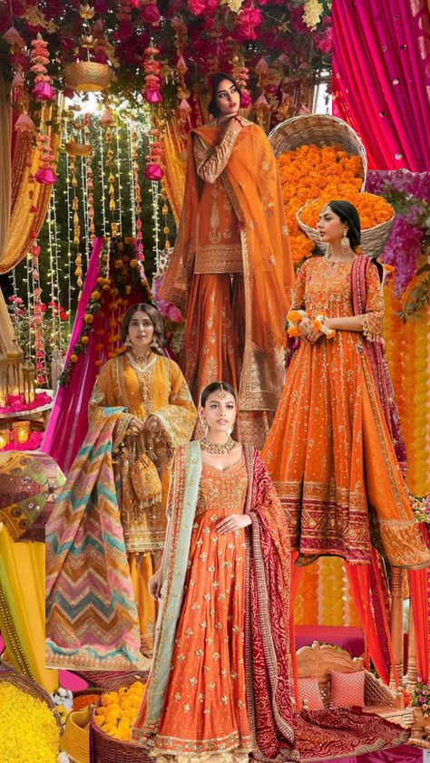 #myfirstshuffle #mehndi #mehndidecor #mayoon #orangedress Orange Mehndi Dress, Mehndi Function Dress Outfit, Mehndi Function Dresses, Mendhi Ideas, Dulhan Lehenga, Mehndi Dress For Bride, Mendhi Outfit, Mehendi Night, Mehendi Function