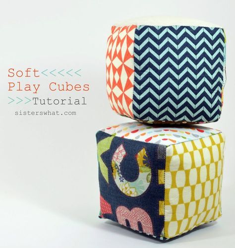 How to sew fabric cubes. Perfect sewing baby toy sewing tutorial. Soft Fabric Cubes Tutorial, Play Cubes #sewingforkids #babysewing #easysewingprojects How To Sew A Cube, Soft Baby Toys To Sew, Sew Toys, Baby Cubes, Baby Present, Sew Baby, Fabric Balls, Baby Toys Diy, Toy Sewing