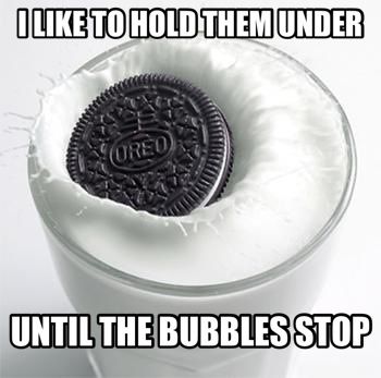 My nephew said this while eating his Oreos, should I be scared? - Imgur Oreo Milk, Oreo Cookie, Milk Cookies, Milk N Cookies, Oreo Cookies, Favorite Cookies, Monster Cookies, Cooking Timer, Food Styling