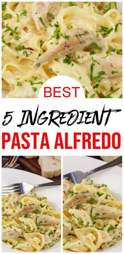 Dinner Recipes Alfredo, 5 Ingredient Pasta, Fetuccini Alfredo, One Pan Dinners, Simple Chicken Alfredo Recipe, Chicken Lombardy Recipes, Alfredo Chicken, Lunch Easy, Chicken Fettuccine Alfredo