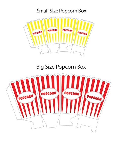 Printable Popcorn Box Template, Popcorn Cupcake Wrappers Free Printable, Popcorn Box Design, Miniature Popcorn, Popcorn Box Printable, Custom Popcorn Boxes, Popcorn Box, Popcorn, Premium Vector