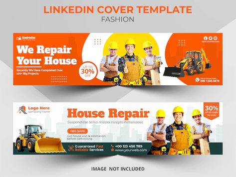 Templatemoon Vectors, Photos and PSD files | Free Download Construction Poster Design, Profile Banner, Billboard Design, Construction Business, Ms Dhoni, Youtube Banners, Linkedin Profile, Big Project, Cover Template