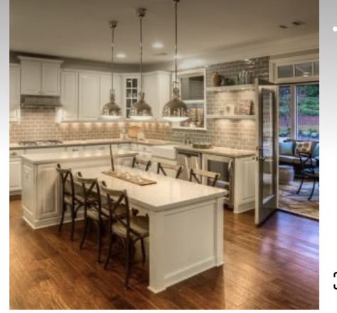 Bakers Island Ideas, Island Extends Past Kitchen, Small Kitchen With Built In Seating, Island With Table At End, Kitchen Island With Table Height Seating, T Island Kitchen Layout, Kitchen Island With Extension, Island Booth Seating, T Shaped Kitchen Island