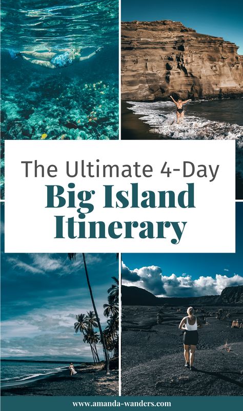 The Ideal 4-Day Big Island Itinerary • Amanda Wanders Big Island Itinerary, Maui Itinerary, Hawaii Big Island, Green Sand Beach, Hawaii Itinerary, Hawaii Things To Do, Hawaii Travel Guide, Volcano National Park, Us Travel Destinations