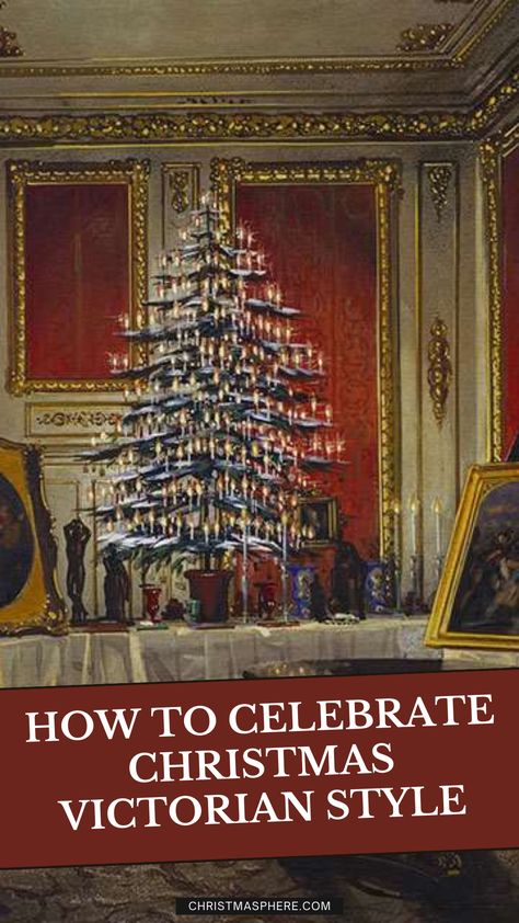 The Victorians were hugely influential with how we celebrate Christmas today. A lot of the Christmas traditions that we take for granted were founded, adopted, or made fashionable during the Victorian period. We love looking back at the history of Christmas and its traditions. Here is some more information on on Christmas traditions in England. Plus 9 ways to celebrate Christmas like the Victorians did. #christmas #xmas #victorians #queenvictoria #periodstyle #activities #traditions Christmas Tree Ideas Victorian, Victorian Christmas Exterior, 19th Century Christmas Aesthetic, Victorian Christmas Tea Party, Traditional Christmas Ideas, Modern Victorian Christmas Decor, Victorian Christmas Tree Ideas, Christmas 1800s, Victorian Christmas Decor Ideas