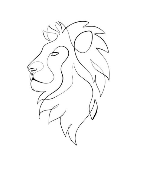 One Line Lion Drawing, Lion Linework Tattoo, Lion Line Tattoo Design, Line Drawing Lion Tattoo, Easy Lion Tattoo Design, Leo Line Art, Lion Drawing Outline, Lion Line Work Tattoo, Simple Lion Painting