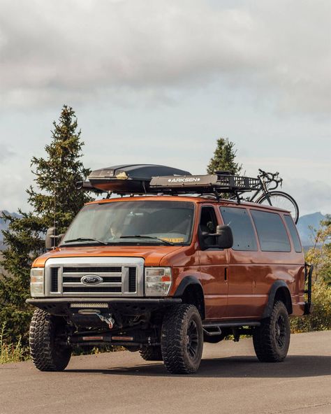 Lifted Ford E350 Camper van in Alaska Overland Van, Lifted Van, 4x4 Camper Van, Rough Country Suspension, Travel Camper, Ford E250, Ford E Series, Ford E350, Lifted Ford