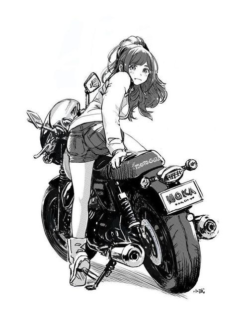 Motorbike Illustration, Art Moto, Anime Motorcycle, Motorcycle Drawing, Bike Drawing, Motorcycle Illustration, Biker Art, Art Manga, 캐릭터 드로잉