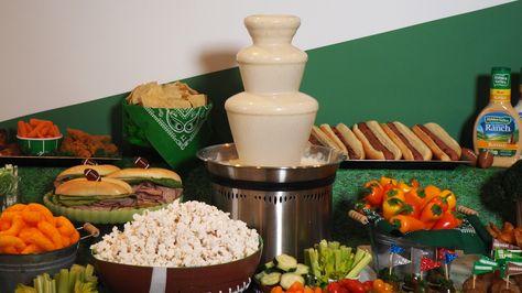 Chocolate fountains? Snooze. Make way for...ranch fountains. One is sure to be the hit of your next party. Ranch Dressing Fountain, Ranch Fountain, Cheese Fountain, Chocolate Fountain Recipes, Hidden Valley Ranch Dressing, Fondue Fountain, Chocolate Fountain, Hidden Valley Ranch, Chocolate Cheese