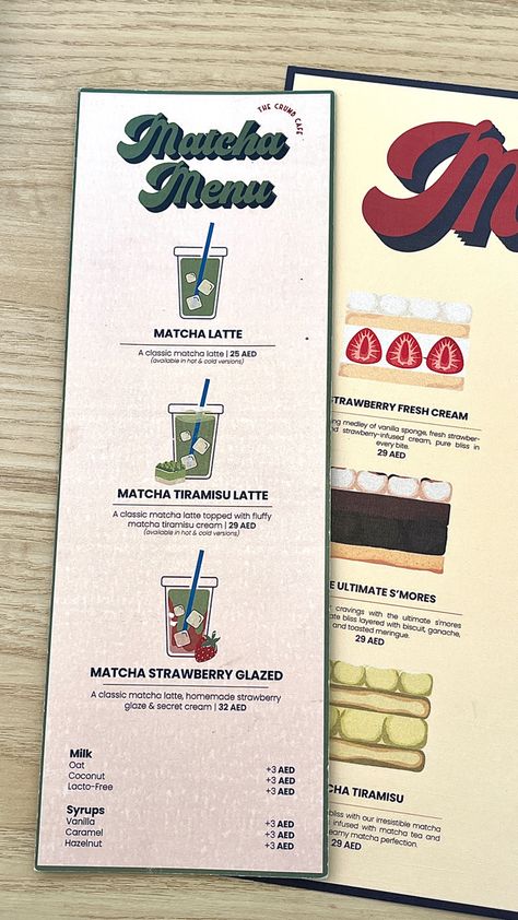 Matcha Shop Design, The Matcha Club, Matcha Menu Design, Matcha Pop Up, Cafe Pop Up, Matcha Bar At Home, Matcha Cafe Aesthetic, Cafe Menu Aesthetic, Cafe Drinks Aesthetic