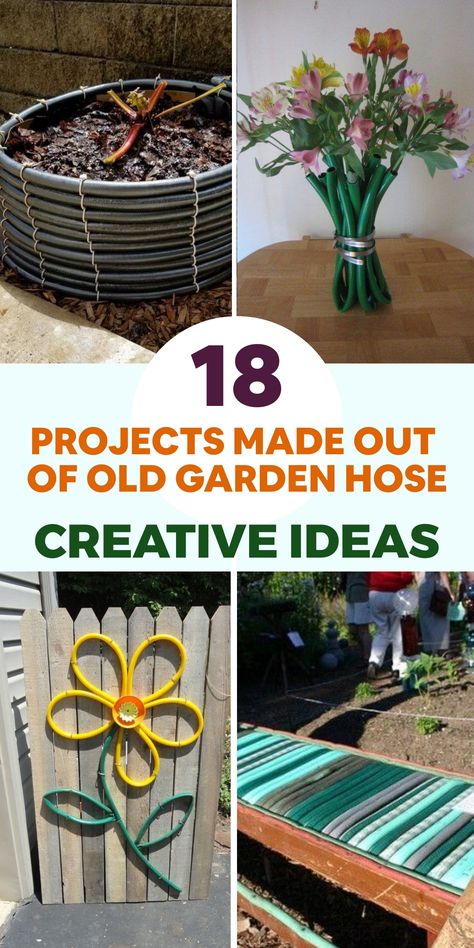 18 DIY Easy Projects Made Out Of Old Garden Hose Repurpose Garden Hose, Uses For Old Garden Hoses, Fly Repellant Diy, Playful Rug, Chicken Coop Designs Diy, Garden Hose Wreath, Old Garden Tools, Old Garden, Diy Fountain