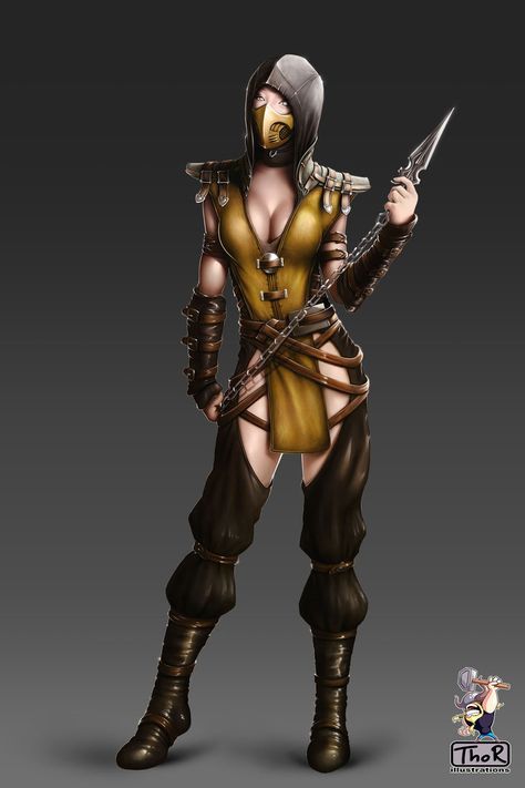 Scorpion - Genderswapped by EvilFlesh Scorpion Female, Mk Scorpion, Corel Painter, Scorpio Zodiac, Female Character, Personalize Art, Suit Designs, Female Character Design, Large Art