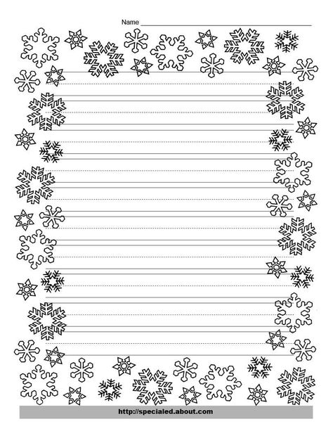 snowflake writing template with lines | Christmas Writing Paper with Decorative Borders Christmas Note Paper, Winter Writing Paper, Christmas Writing Paper, Writing Paper Template, Winter Writing, Lined Writing Paper, Christmas Writing, Christmas Note, Writing Paper Printable