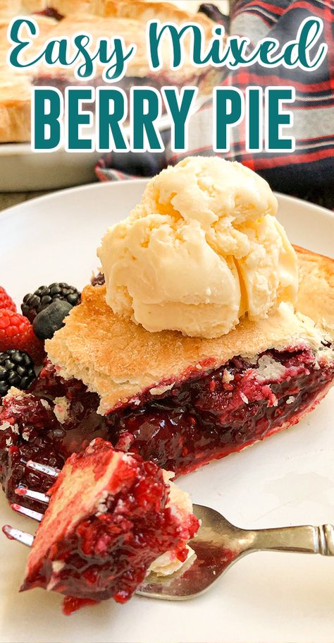 This easy mixed berry Pie is the perfect pie recipe for anytime of the year. Fresh or frozen raspberries, blackberries, and blueberries bake together to make the most amazing berry pie recipe that everyone will love. #MixedBerryPie #PieRecipes Mixed Berry Pie Recipe, Saskatoon Berry Recipe, Saskatoon Berry Pie, Berry Pie Filling, Berry Pie Recipe, Triple Berry Pie, Food Rocks, Mixed Berry Pie, Dessert Cravings